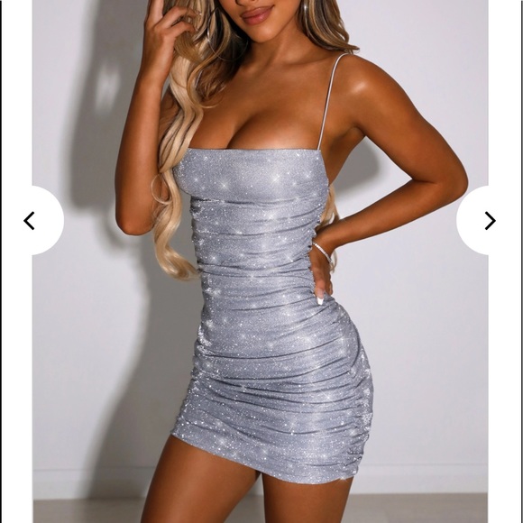 Baby Boo “Anastasia Mini Dress”, Silver, Small - Picture 1 of 5